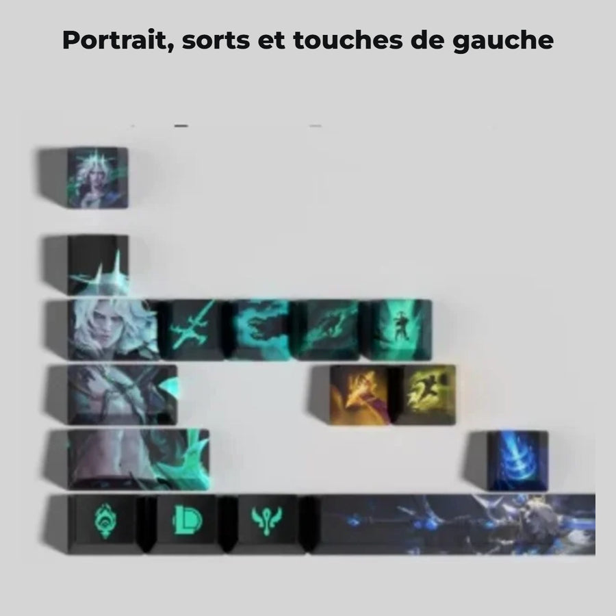 Viego League of Legends keycaps — detail: portrait, spells and left-hand keys