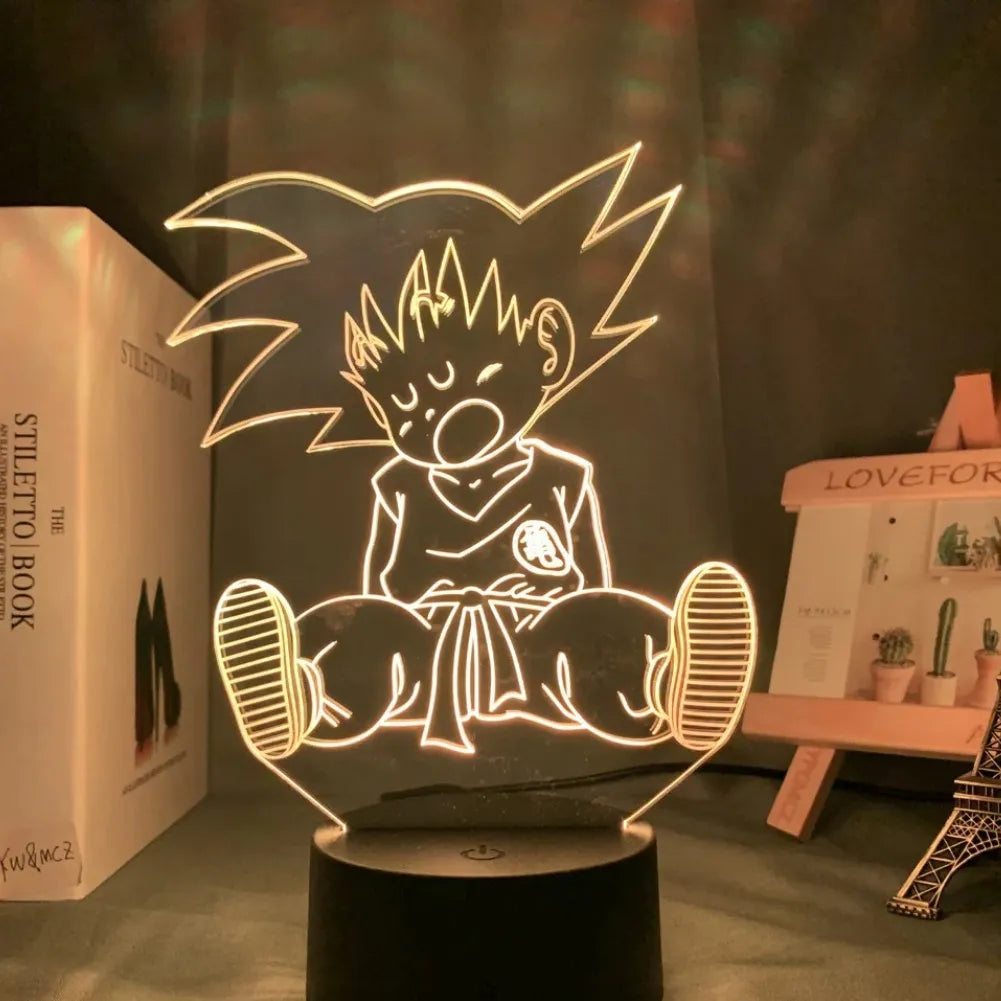 Lampe LED 3D Petit Goku design enfant jaune