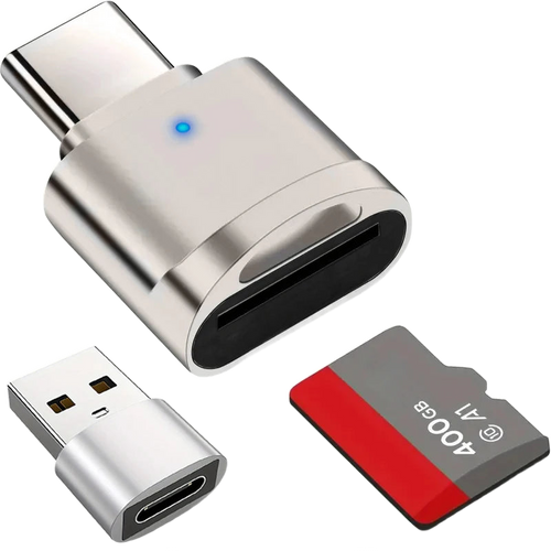 USB-C-microSD-Kartenleser — USB-A-Adapter inklusive, Zinkgehäuse