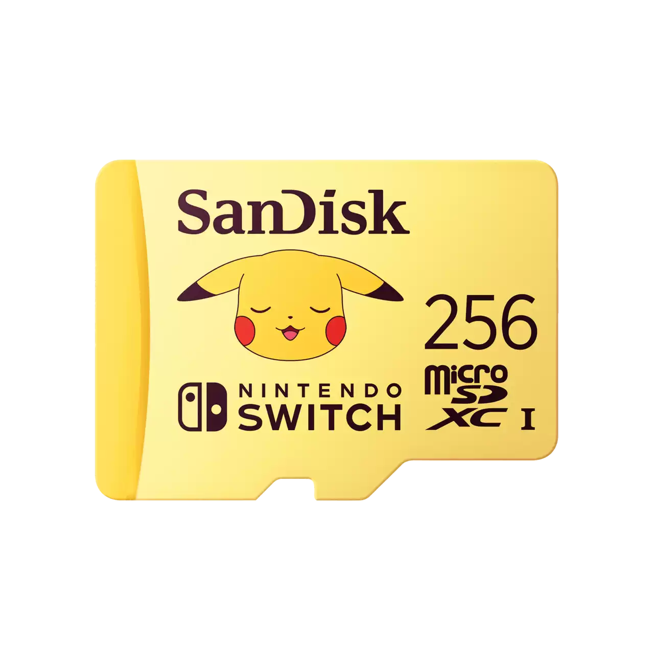 SanDisk microSD Pokémon 256 Go pour Nintendo Switch avec Pikachu sur la carte.