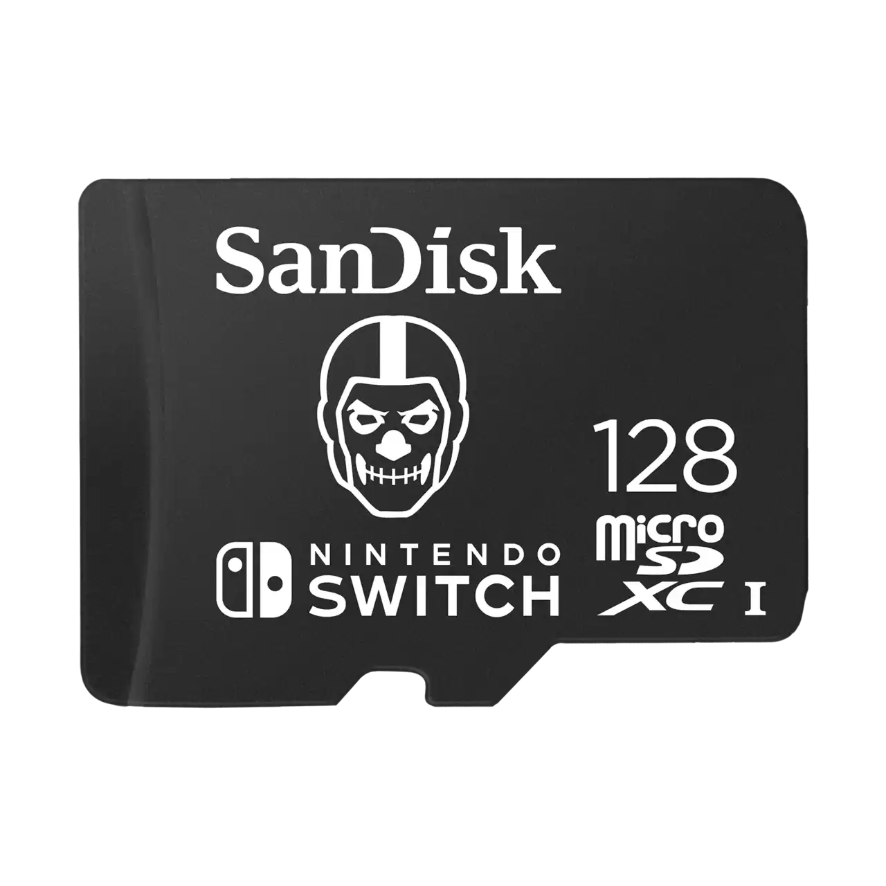 SanDisk microSDXC Fortnite 128 Go pour Nintendo Switch, carte mémoire avec logo Fortnite et Nintendo Switch.