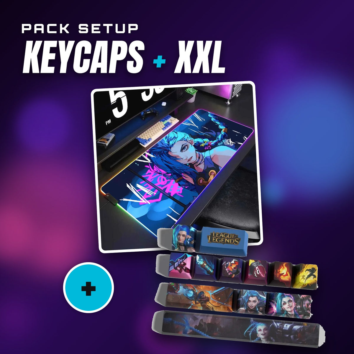 Pack Jinx : keycaps + tapis de souris XXL – visuel Jinx V2