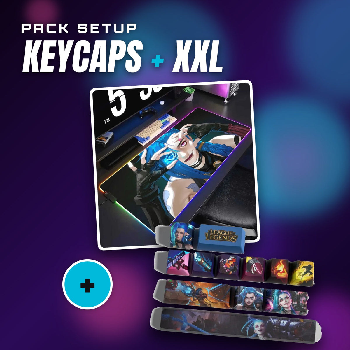 Pack Jinx : keycaps + tapis de souris XXL – visuel Jinx V3