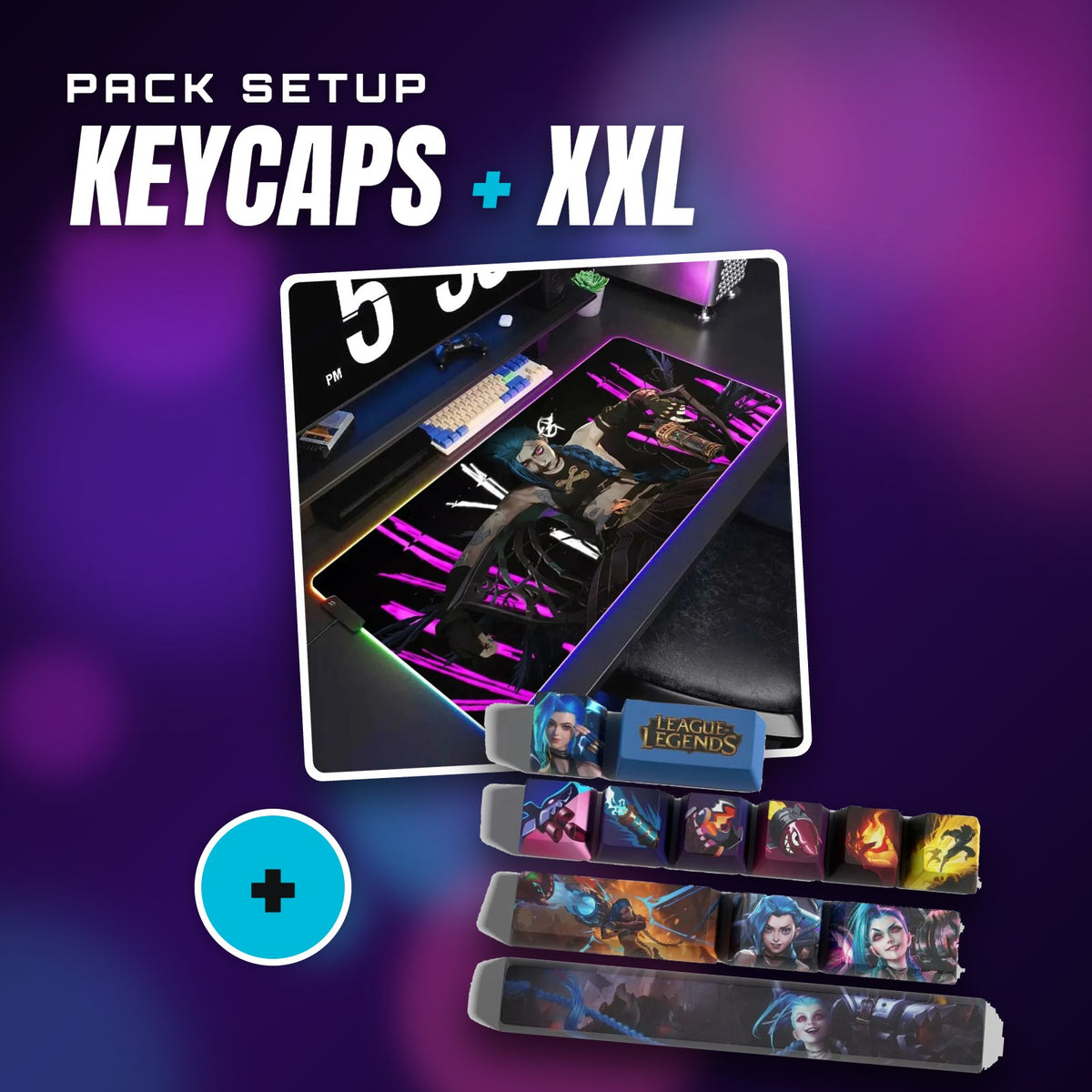 Pack Jinx : keycaps + tapis de souris XXL – visuel Jinx V3