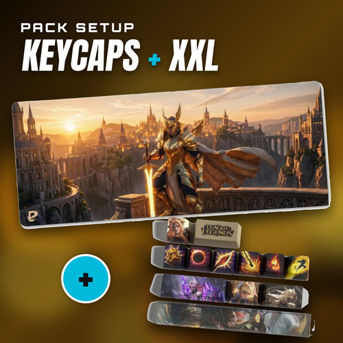 Leona-Setup-Set – Leona-Keycaps + XXL-Mauspad PopMyPad Goldener Ritter